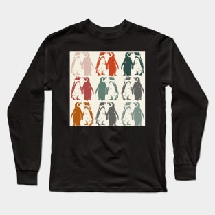 Colourful penguins in vintage colours Long Sleeve T-Shirt